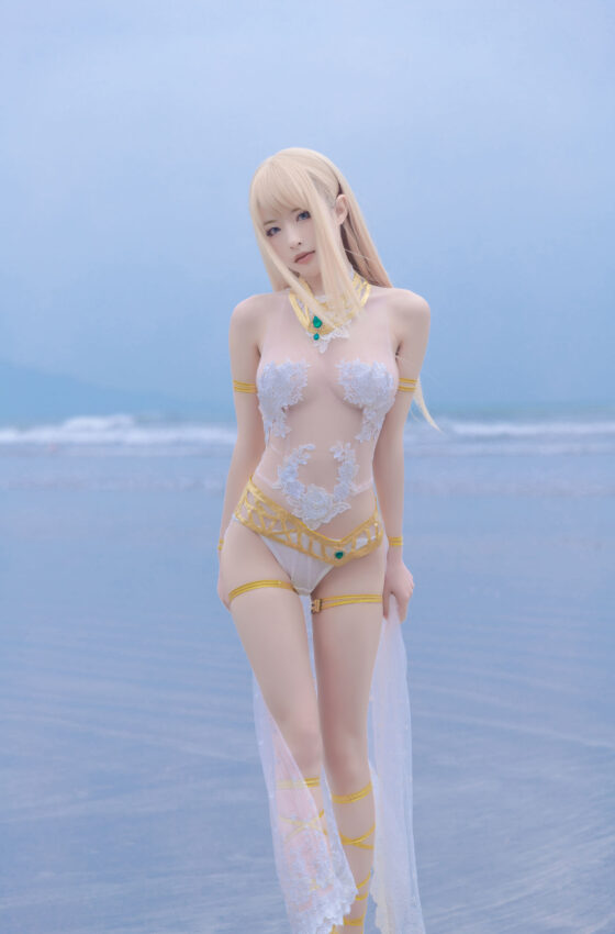 [COSPLAY] 清水由乃 玛丽萝丝白色泳衣